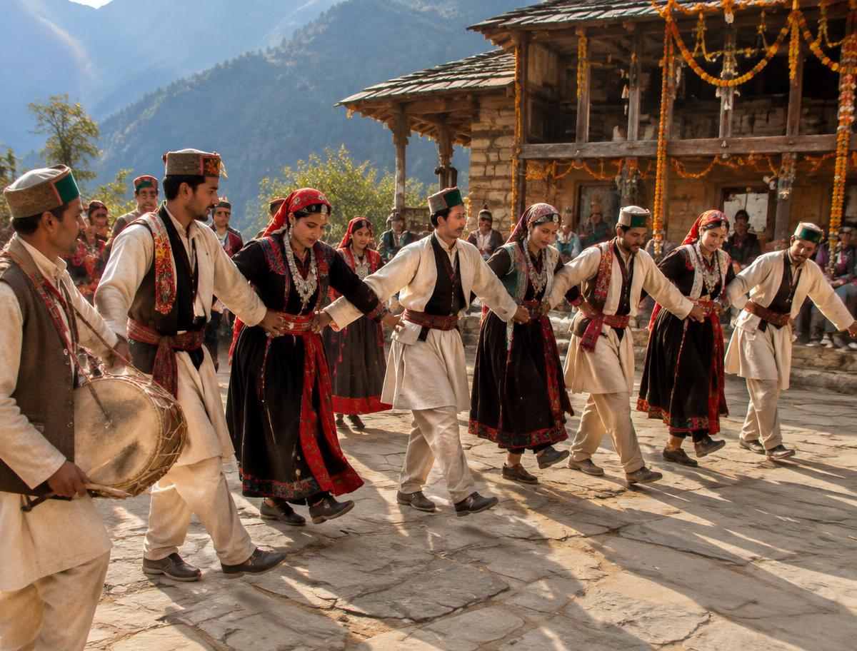 Illustration of Jaunsari village traditions